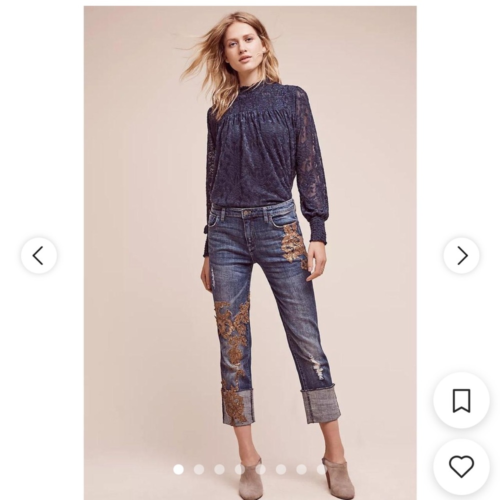 Anthropologie Textured Navy Blouse